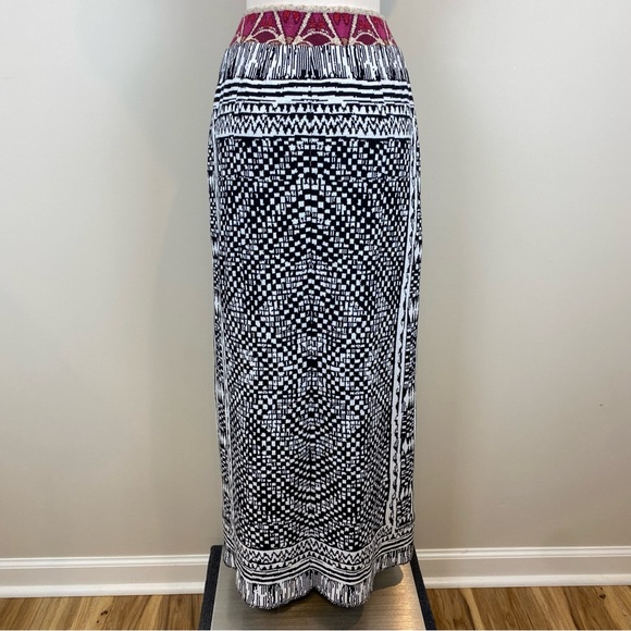 Anthropologie Cecilia Prado Bilbao Maxi Sweater Pullon Skirt Sz S Abstract Black - Picture 8 of 14